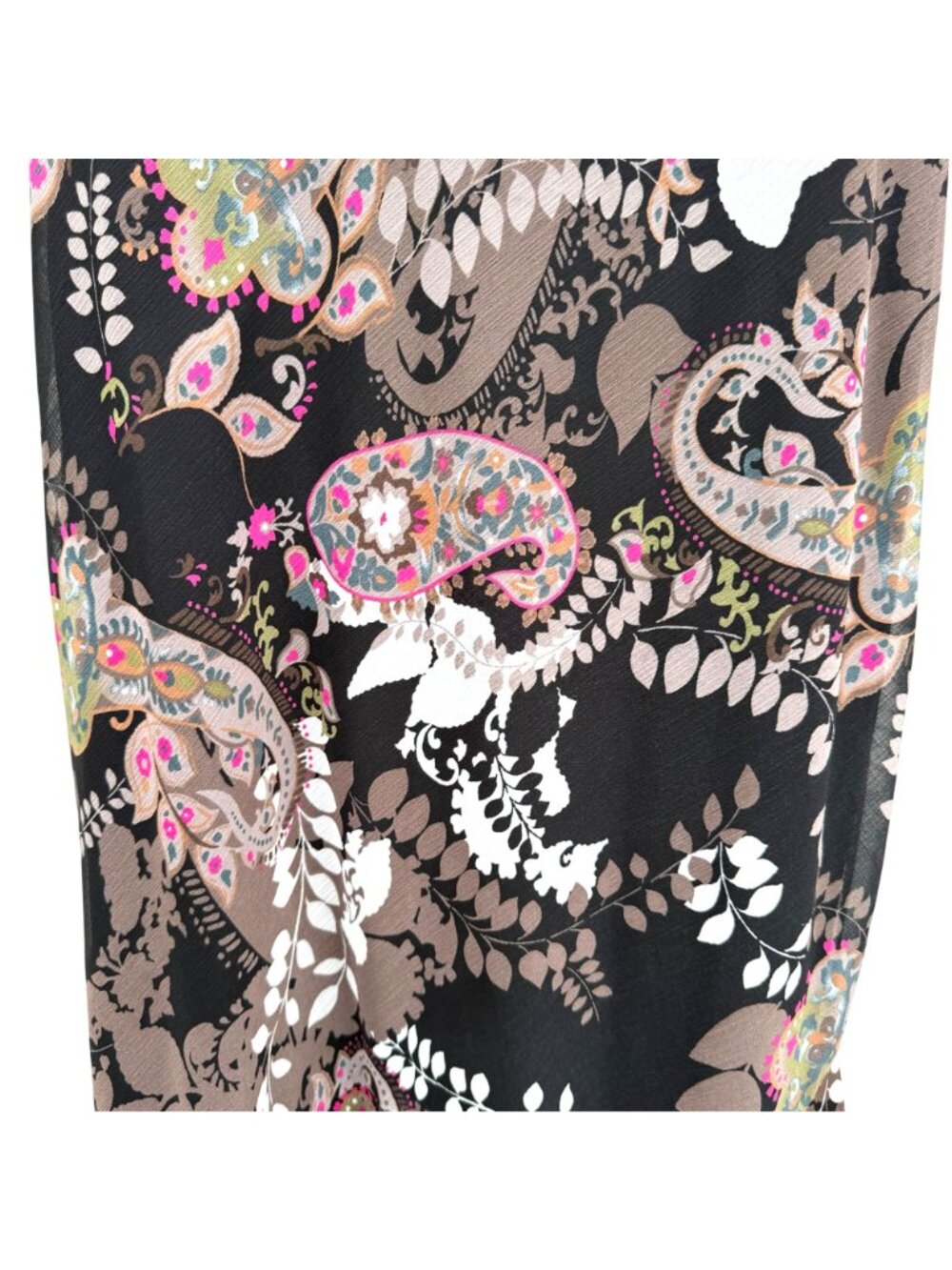 Cato Paisley Floral Maxi Skirt 14 16W Womens Ruffled Hem Black Brown Pink Boho - Picture 3 of 6